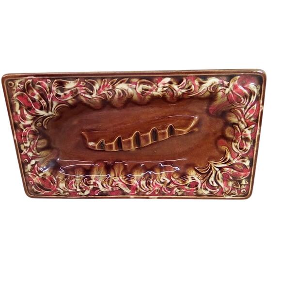 Vintage Large MCM Maurice of California Drip-glaze Pottery Ashtray Tray - Picture 1 of 9